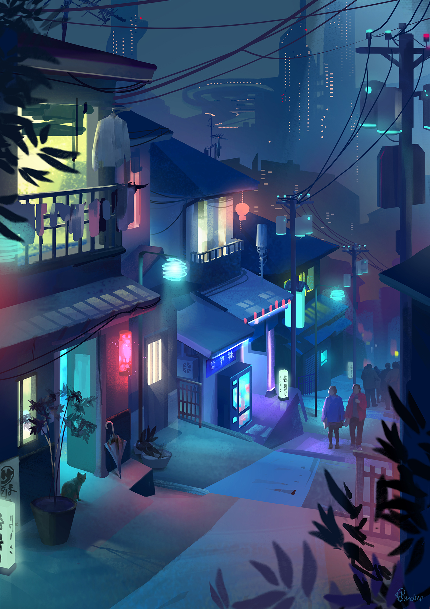 Vue du quartier de Togendai à Shinkyō. Image issue des «Aventures de Kanako Sawada» © Sandrine Pilloud, Lionel Tardy